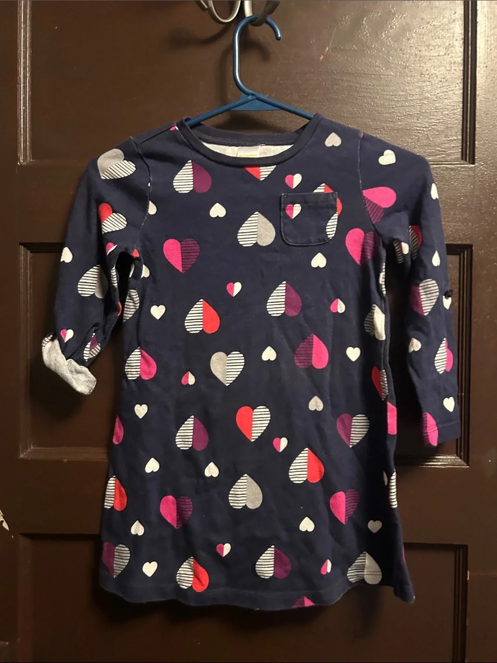 Gymboree Navy Heart Print Dress - Pink, White & Red Hearts